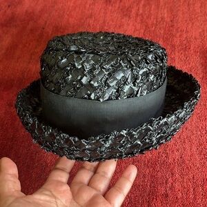 Betmar 1950s woven raffia/straw Cocktail Hat Vintage